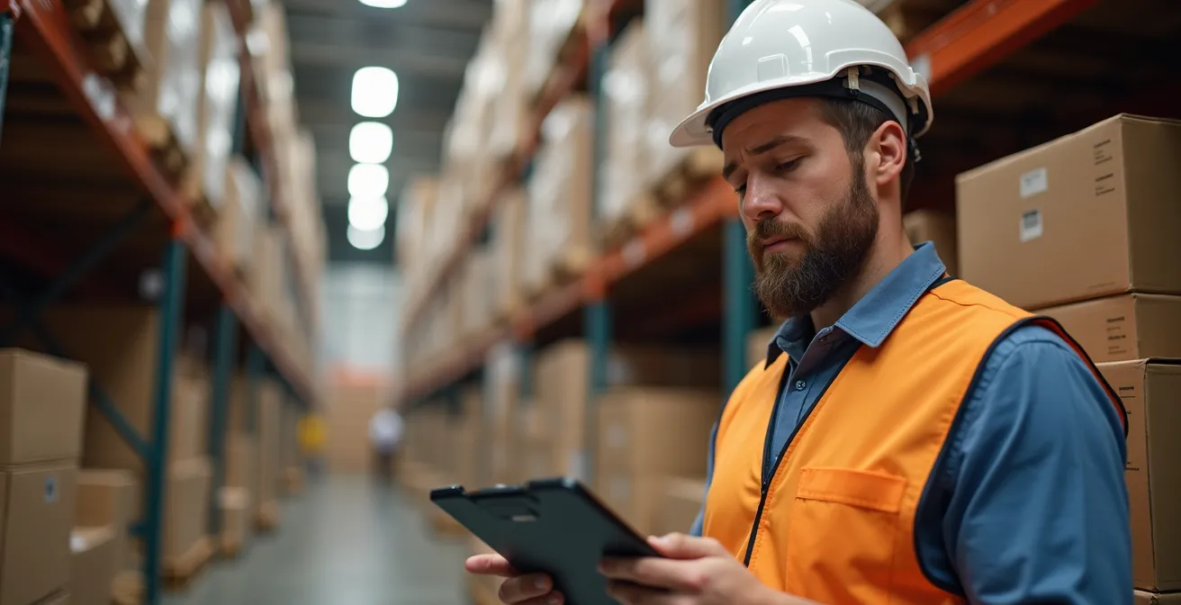 Contraste entre inventario digital y físico mostrando descuadres en un almacén